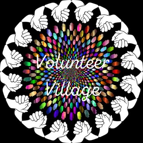 logo for volunteer village of hands